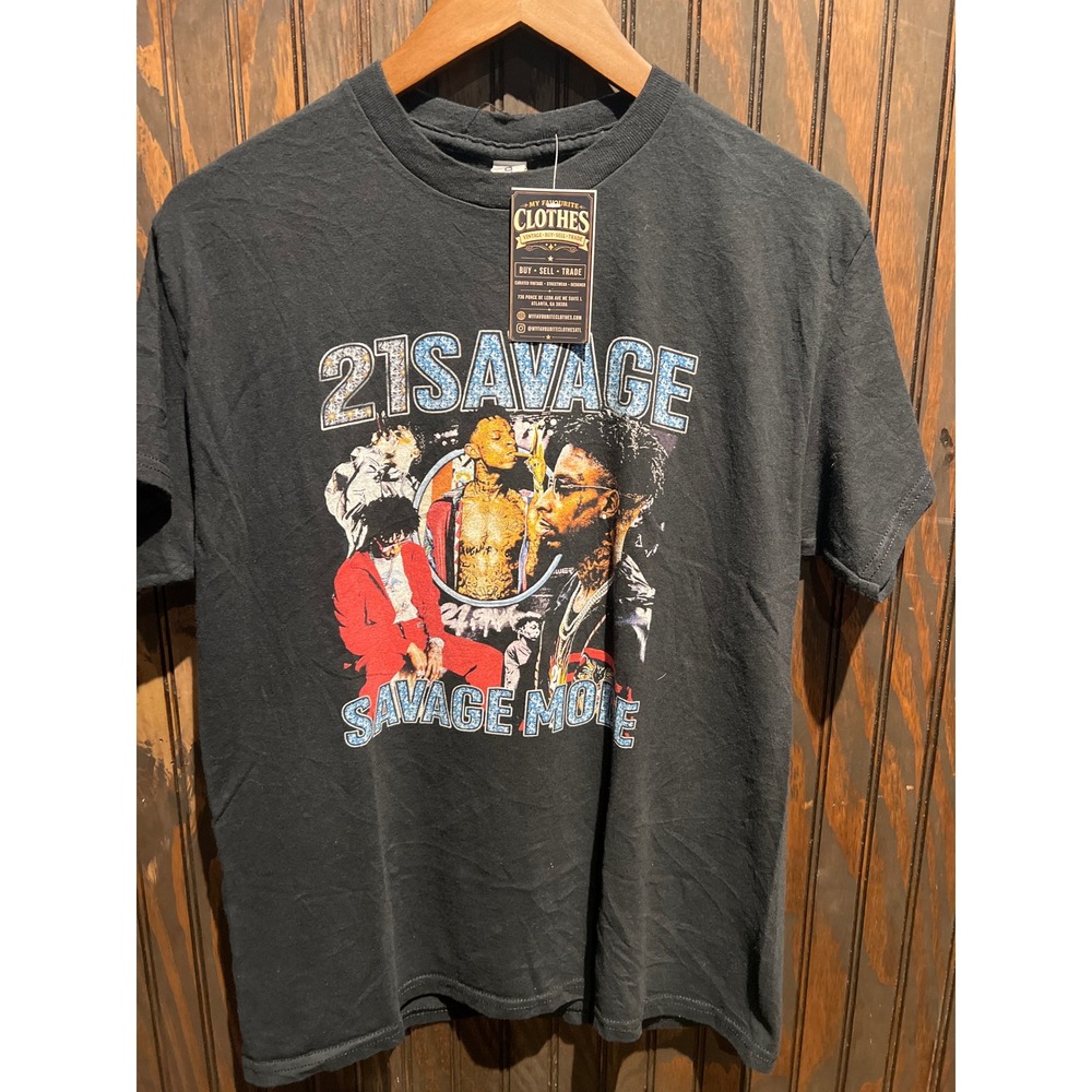 21 Savage Mode Graphic Tee Shirt Mens Faded Black Hip Hop Rap Streetwear 26in L
